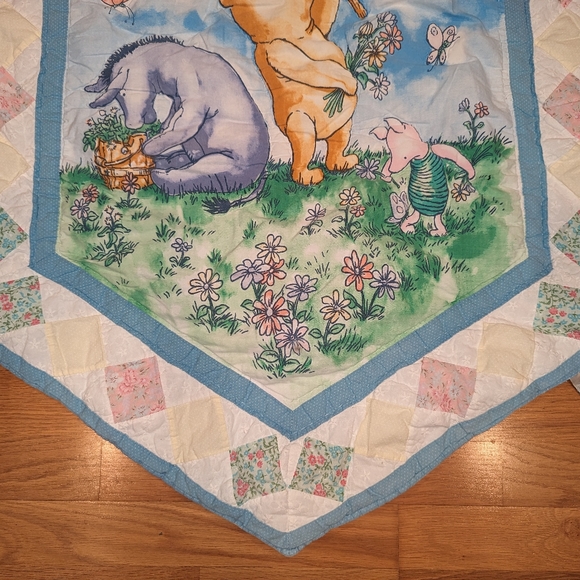Vintage Classic Pooh Winnie the Pooh butterfly Baby Crib Blanket Quilt Quilted - Picture 12 of 16